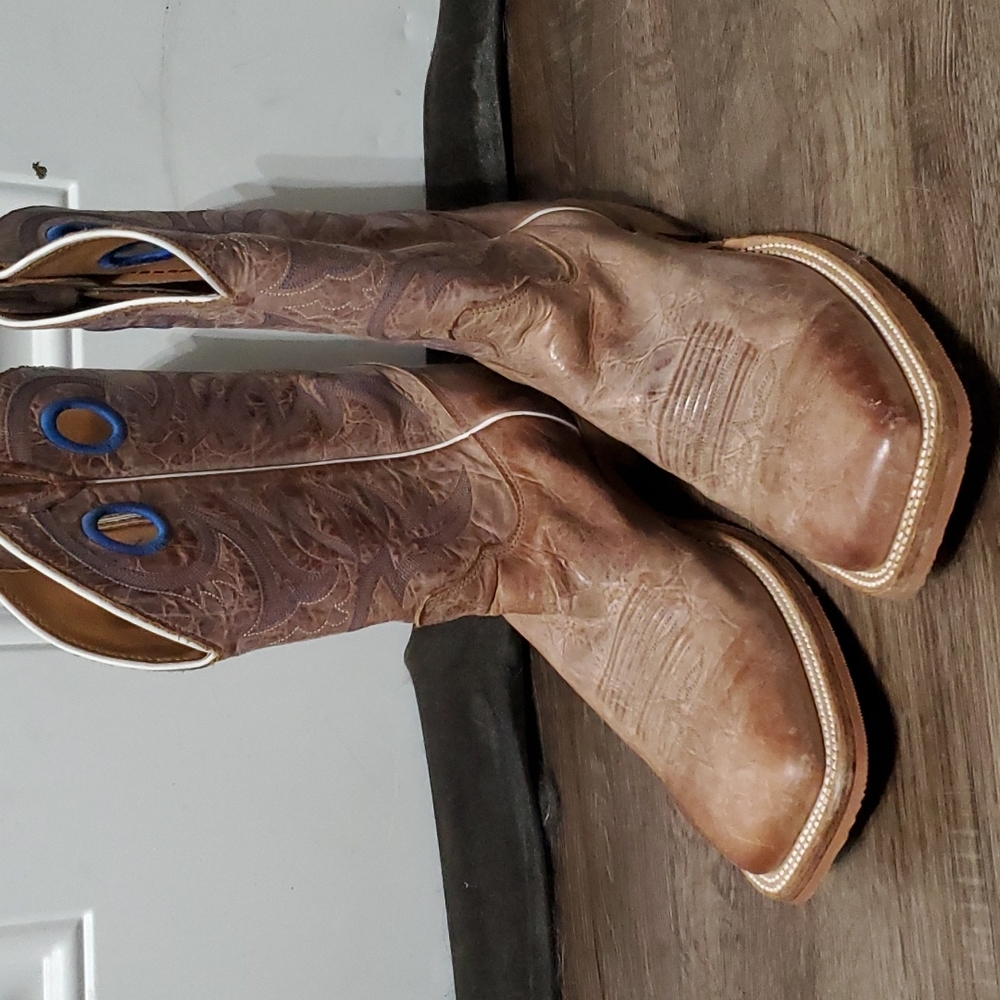 Nw/oT JUSTIN MEN'S CADDO BEIGE BENT RAIL COWBOY BOOTS - SQUARE TOE - Size 12